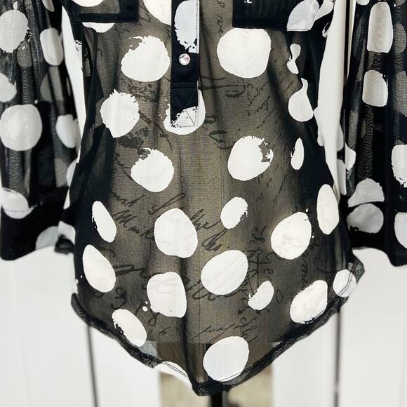 INC International Concepts Sheer Polka Dot Button Blouse Size XS - Picture 3 of 8